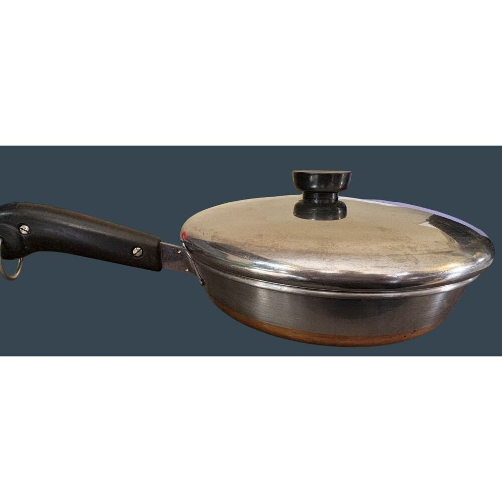 Vintage Revere Ware 1801 Stainless Steel Copper Clad 8-Inch Skillet With Lid